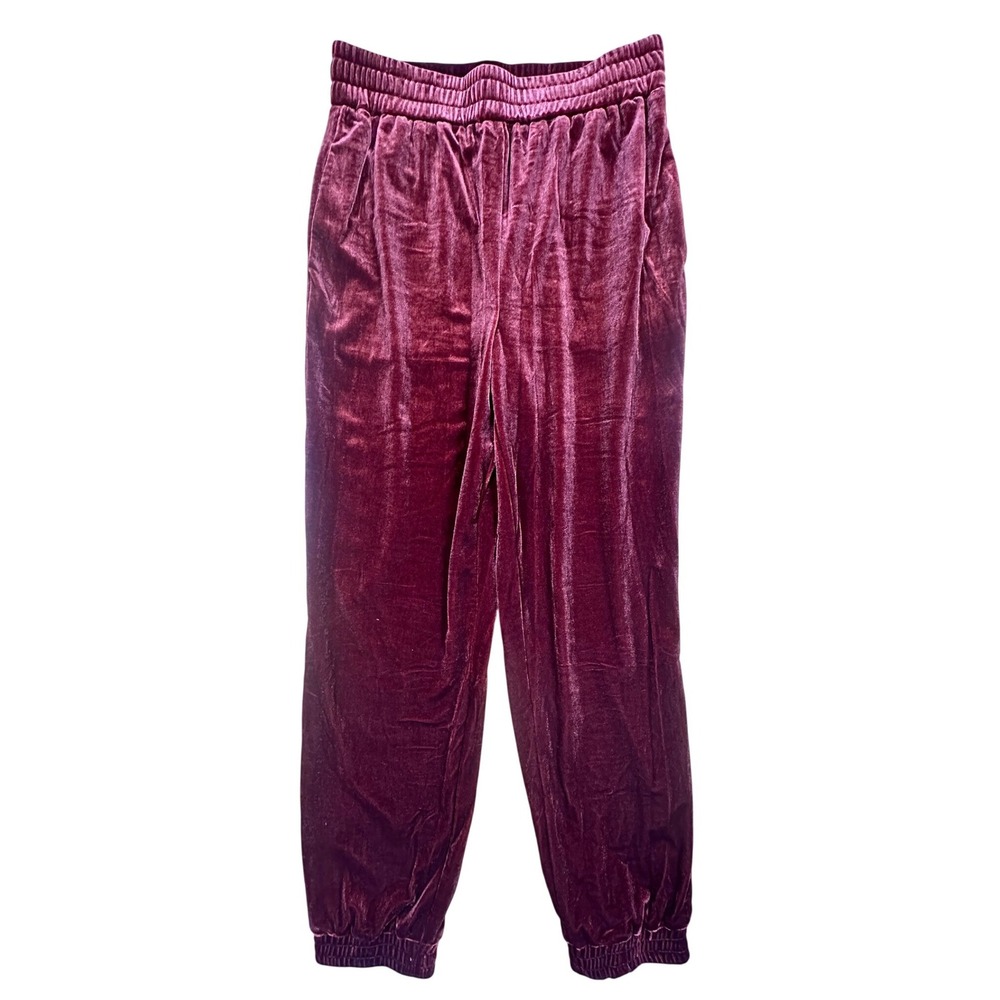 BALTIC BORN Velvet Jogger Pants Burgundy Elastic‎ Waist Size S